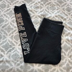 Victoria’s Secret PINK black sequin leggings “LOVE PINK”Size Large inside pocket